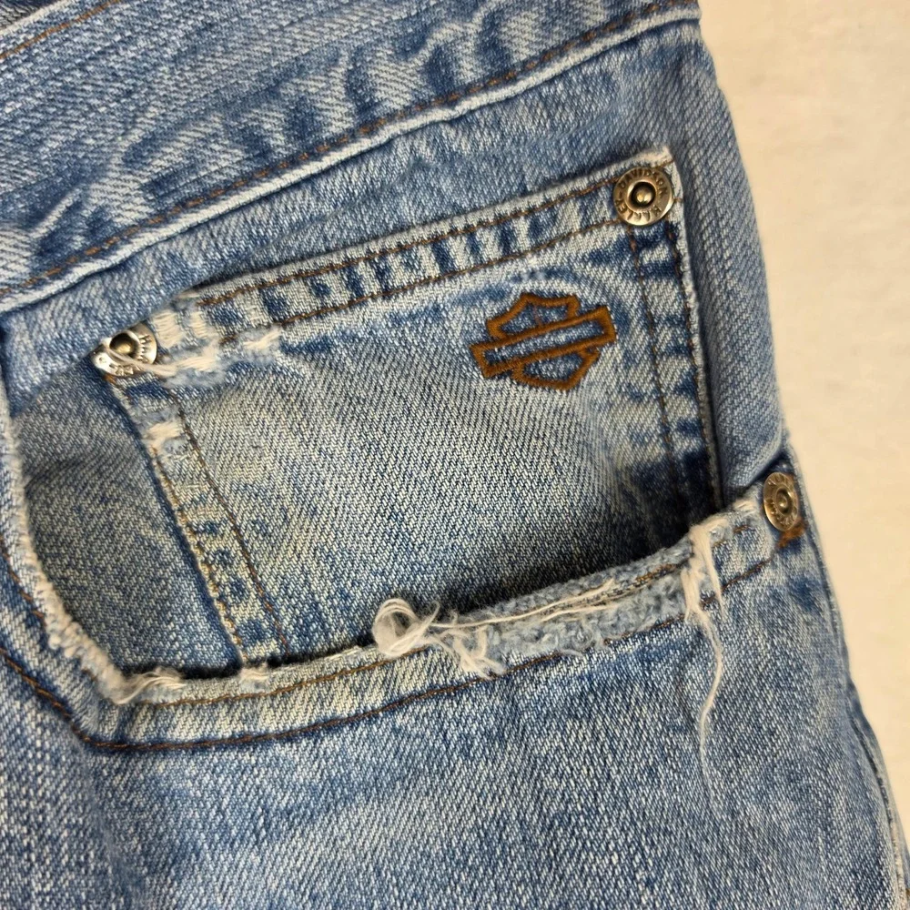 Harley Davidson Mens Relaxed Leg Jeans Light Wash‎ Denim Blue 38x34 A6319